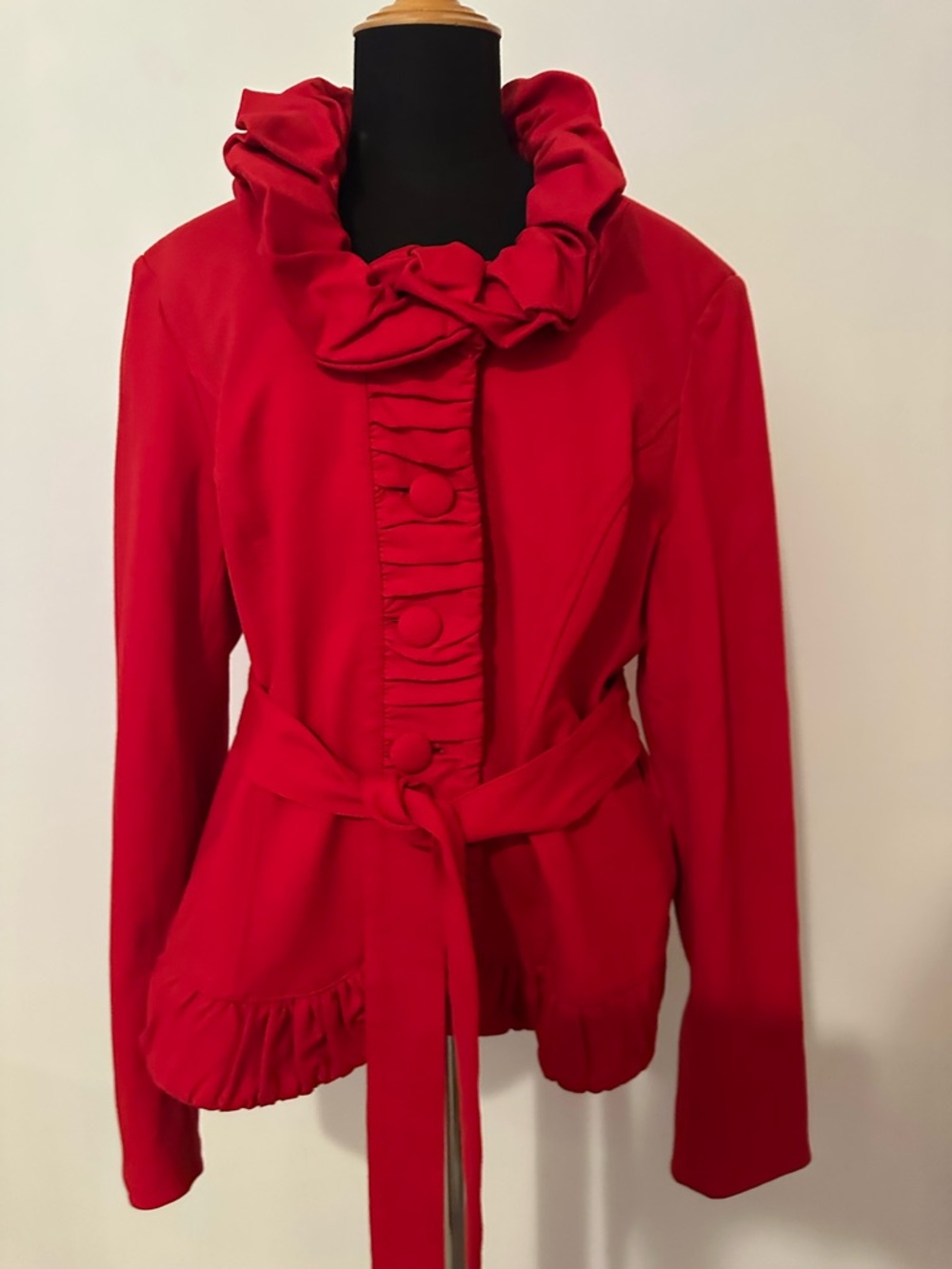 INC International Concepts Red Ruffle-Belted Blazer